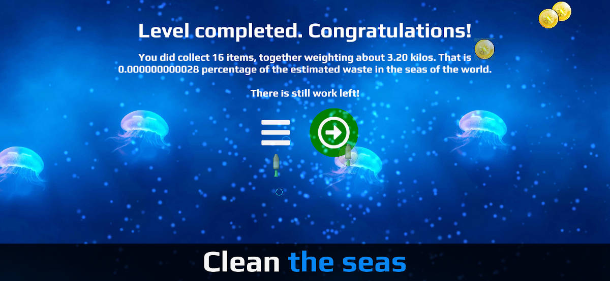 Clean the Seas Level Completed Screenshot